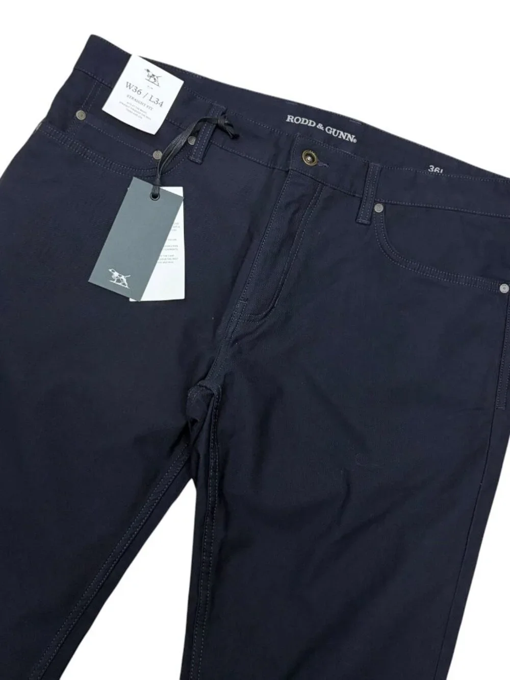 RODD & GUNN Pants NWT Navy Blue Casual Straight MOTION 2 Jeans Mens 36x34